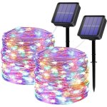 Guirlande lumineuse exterieur solaire, 12m 100 led guirlande solaire, 8 modes fil de cuivre �tanche d�coration ...