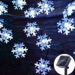 Guirlande lumineuse exterieur solaire, 12m 100 led flocon de neige lumi�res de no�l �tanche 8 modes d�coration ...