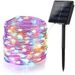 Guirlande lumineuse exterieur solaire, 12m 120 led guirlande guinguette no�l solaire �tanche 8 modes ...