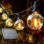 Guirlande lumineuse exterieur solaire, guirlande guinguette solaire 10 + 1 g40 led ampoules tanche ip44 ...