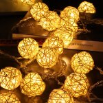 Guirlande lumineuse d'intrieur 40 boules de rotin led blanc chaud ip20 note 5m nol maison chambre salon ...