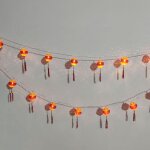 Guirlande lumineuse lanterne rouge, guirlande lumineuse lanterne chinoise �tanche pour jardin (avec pompon ...