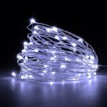 Guirlandes lumineuses � led, [4 pi�ces] guirlandes lumineuses � piles avec 5m 50 led blanc froid sur ...