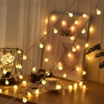 Guirlande lumineuse led �tanche pour l'ext�rieur sur piles 5 m 50 boules led blanc chaud �clairage de ...