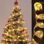 Guirlande lumineuse de nol - 10 m - 100 led - guirlande lumineuse en cuivre - 2 modes - fonctionne  ...