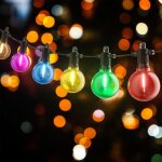 Guirlande lumineuse de no�l ext�rieure multicolore, guirlande de 5 m�tres avec 10 ampoules led g50 �tanches, ...