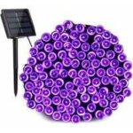 Guirlande lumineuse de no�l violette �nergie solaire 22m 200 led �tanche - d�corations ext�rieures pour ...