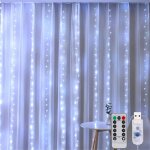 Guirlande lumineuse rideau, 3mx3m 300led usb rideau lumineux 8 modes d'eclairage exterieur et interieur, ...