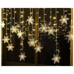 Guirlande lumineuse, rideau lumineux, 4m 96 leds lumi�res de no�l flocon de neige 8 modes d'eclairage, ...