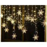 Guirlande lumineuse, rideau lumineux, 4m 96 leds lumi�res de no�l flocon de neige 8 modes d'eclairage, ...
