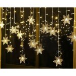 Guirlande lumineuse, rideau lumineux, 4m 96 leds lumi�res de no�l flocon de neige 8 modes d'eclairage, ...