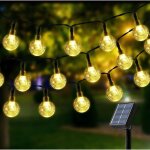 Guirlande lumineuse solaire, 100 leds 12m blanc chaud cristal boules lumi�re, 8 modes etanche lumi�res ...