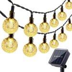 Guirlande lumineuse solaire 12m 100 led led �tanche 8 modes boule de cristal d�coration lumi�res jardin ...