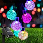 Guirlande lumineuse solaire  50 led, zvo boule de cristal guirlande exterieure solaire, 8 modes d?clairage ...
