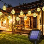 Guirlande lumineuse solaire pour ext�rieur, 50 led, 8 modes, boules de cristal, pour ext�rieur / int�rieur, ...