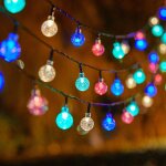 Guirlande lumineuse solaire, petite boule de cristal, guirlande lumineuse d'ext�rieur 100 led 12 m�tres ...