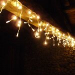 Guirlande pro stalactite 30m 1080 led blanc chaud et flashs