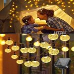 Guirlande solaire ext�rieure 12m 100 led guirlande lumineuse blanc chaud avec 8 modes & �tanche ip65 ...