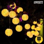 Guirlande solaire ext�rieure 30 led, 6, 5 m�tres avec lampions - d�coration lumineuse pour int�rieur ...