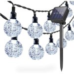 Guirlande solaire, guirlande lumineuse solaire, 7 m�tres 50 led, boule de cristal, lumi�res d�coratives ...
