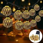 Guirlandes solaires marocaines ext�rieures : lot de 2 guirlandes led de 7m avec 50 ampoules, 8 modes ...