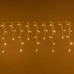 Guirlande stalactite effet chute de neige 6m h40cm 200 led blanc chaud 230v c�ble blanc lotti