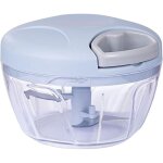 Hachoir � ail manuel 500 ml, couvercle bleu, en r�sine abs, avec cordon de traction pour �craser les ...