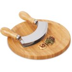 Relaxdays - hachoir berceuse avec planche, bambou & acier inoxydable, double lame, diamtre de 20 cm, ...