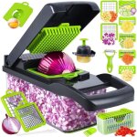 Hachoir � l�gumes professionnel 14 en 1 - acier inoxydable, sans bpa ensemble mandoline, trancheuse et ...