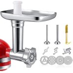 Hachoir à viande compatible pour accessoires kitchenaid tuyaux de remplissage de saucisse avec 4 disques ... Hachoir à viande compatible pour accessoires kitchenaid tuyaux de remplissage de saucisse avec 4 disques ...