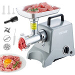 Hachoir a viande electrique de comptoir capacite 2, 27 kg / min, poussoir a saucisses avec lame, plaque ...