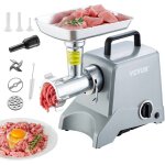 Hachoir a viande electrique de comptoir capacite 2, 27 kg / min, poussoir a saucisses avec lame, plaque ...