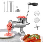 Hachoir a viande manuel en inox alimentaire hachoir manuel a manivelle 2 plaques de broyage 5 / 8 mm ...