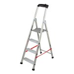Hailo - escabeau professionnel pliable en aluminium 4 marches larges alu pro