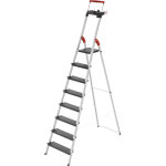 Hailo ? escabeau de s�curit� pliable aluminium 8 marches larges ? garde - corps t�lescopique ? plateforme ...