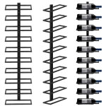 Haloyo - casier  vin, wall porte bouteille mural mtallique , 116 x 27 x 10. 5 cm, noir