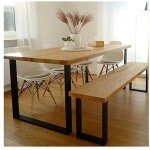 Jeu de 2 pieds de banc d'ordinateur haloyo finition acier vernis, pour banquette de bricolage, tables ...