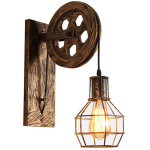 Hanbing - applique murale industrielle poulie vintage lampe de mur luminaire int�rieur pour chambre salon ...