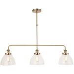 Hansen plafonnier suspendu en laiton antique, verre transparent, 3 x e27 - endon