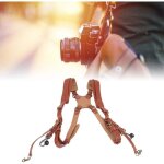 Harnais double en cuir, bandouli�re confortable pour appareil photo, accessoires pour 2 appareils photo, ...