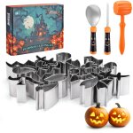 Haushof kit de sculpture de citrouille d'halloween 23 pi�ces, outils professionnels avec cuill�re, scie, ...