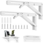 Heavy duty folding brackets, 25 x 11. 5 cm, 35 kg bearing, stainless steel, for home, office, wall mount, ...