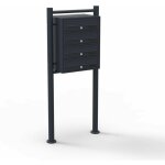 Helloshop26 - bloc 4 boites aux lettres sur pieds 4 entr�es acier galvanis� 46, 8 x 38, 5 x 27 cm noir ...
