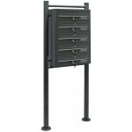 Helloshop26 - bloc 5 boites aux lettres 5 compartiments pied de support courrier acier galvanis� anthracite ...