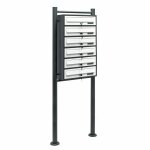 Helloshop26 - bloc 6 boites aux lettres pied support 6 compartiment superpos� anthracite et blanc