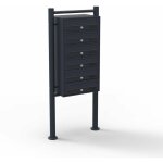 Helloshop26 - bloc 6 boites lettres sur pieds 6 entr�es acier galvanis� 69, 6 x 38, 5 x 27 cm noir