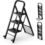 Helloshop26 - escabeau et diable 2 en 1 pliant en mtal chelle  3 marche avec roues capacit echelle ...