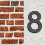 Helloshop26 - plaque num�ro maison '8' arial anthracite 3d 20cm acier fin r�sistant intemp�rie