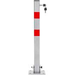 Helloshop26 - poteau barri�re de parking rabattable voiture 65 cm acier gris et rayures rouge