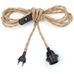 Hemp rope chandelier 4. 5m cable, e27 socket switch with bulb cable wire, for diy lamp pendant light ...